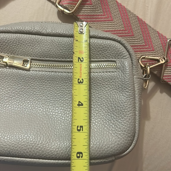 Stone Crossbody Bag with Pink Chevron Strap - Picture 11 of 15